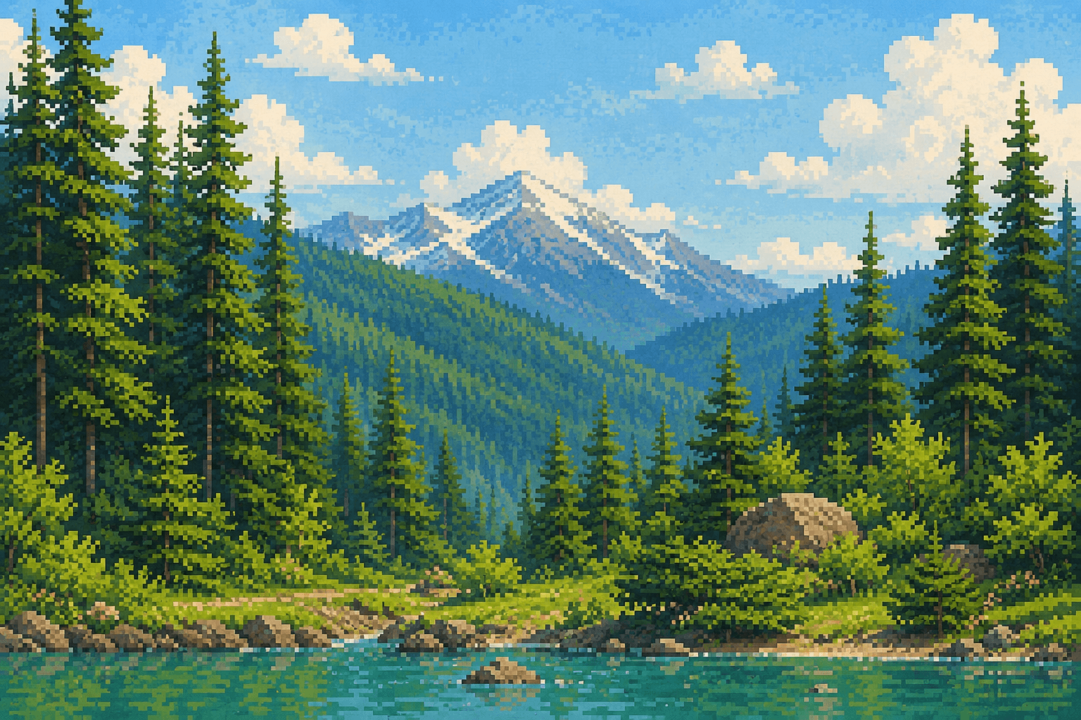 Pixel Mountain Lake